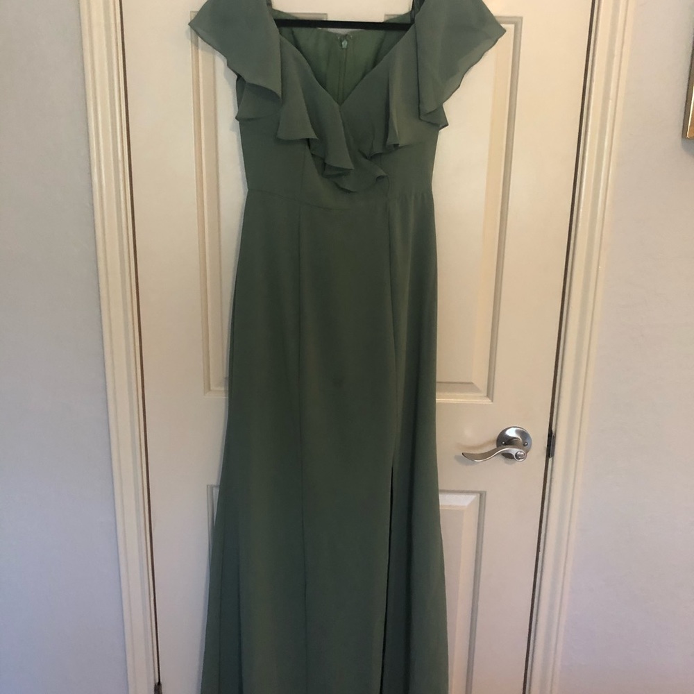 Off Shoulder Olive Custom Bridesmaid Dress